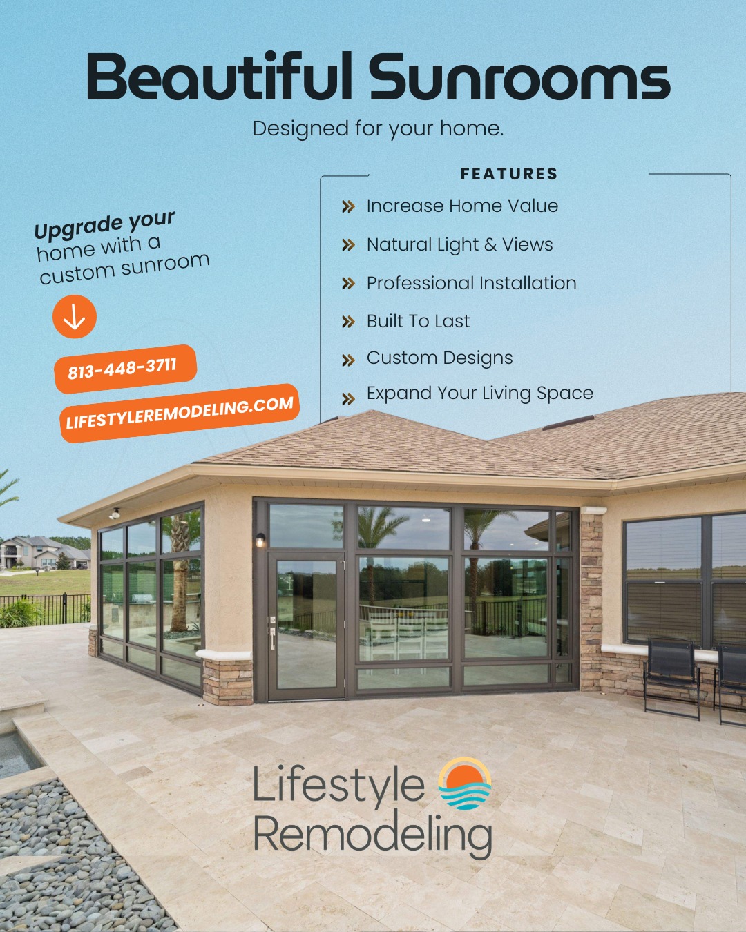 Turn your backyard into your favorite room in the house ☀️🏡
A custom Sunroom gives you more space, more natural light, and a beautiful place to relax year-round.

Ready to upgrade your home? Let’s make it happen.

📞 Call 813-448-3711
🌐 Visit lifestyleremodeling.com to schedule your free estimate.
-
-
-
#SunroomAddition
#HomeRemodel
#FloridaHomes
#PatioEnclosure
#LifestyleRemodeling