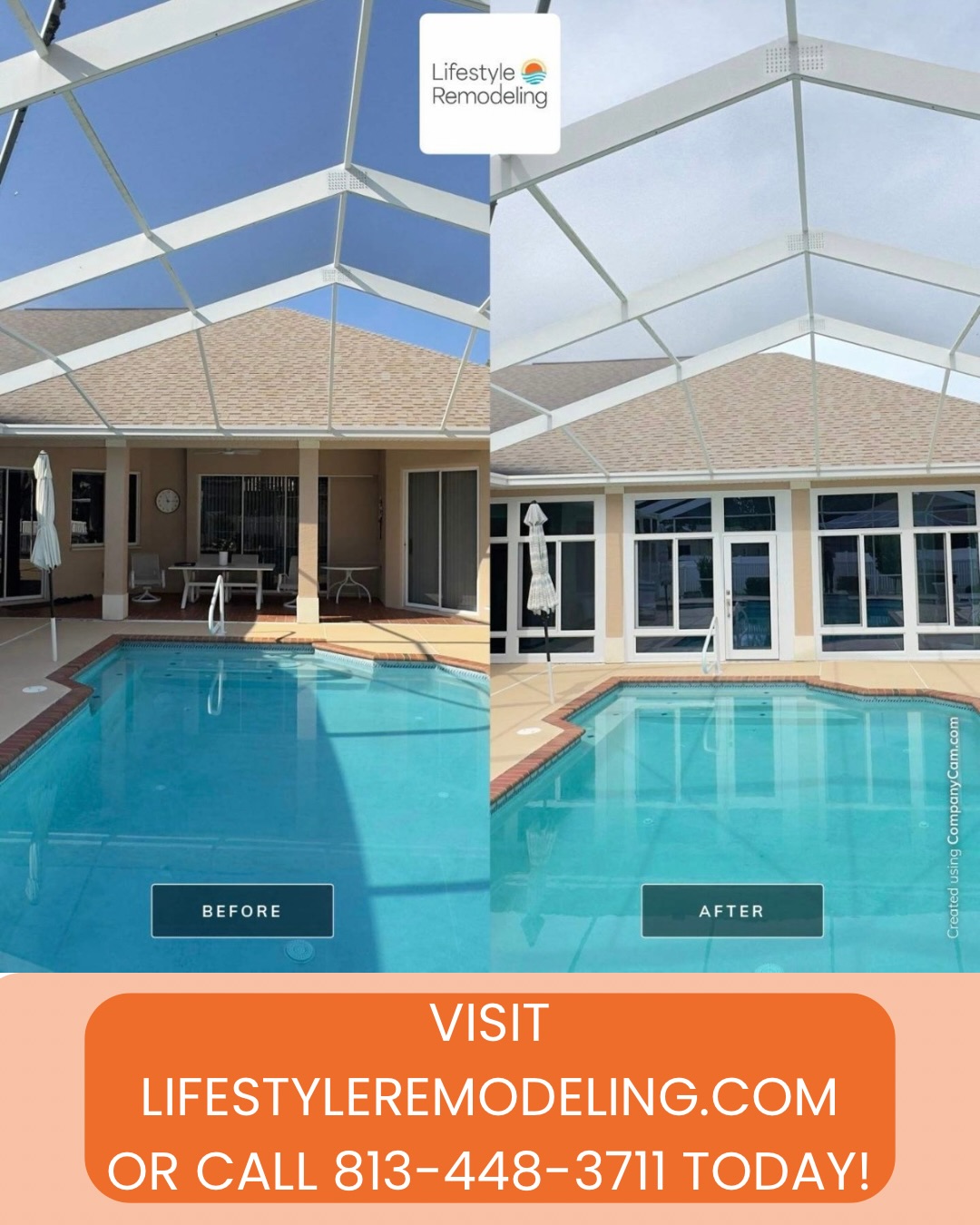 🏡 A simple upgrade can make a huge difference.
Check out this amazing before & after! What was once an open pool enclosure is now a beautiful enclosed space that’s perfect for relaxing, entertaining, and enjoying the view year-round.
Thinking about upgrading your home?
📞 Call 813-448-3711
🌐 Visit lifestyleremodeling.com
Let Lifestyle Remodeling help bring your vision to life!
-
-
-
#LifestyleRemodeling
#Sunroom
#HomeImprovement
#FloridaHomes
#BeforeAndAfter